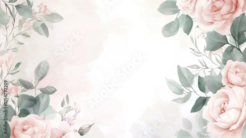 A soft floral background featuring pink roses and greenery, ideal for invitations or stationery.