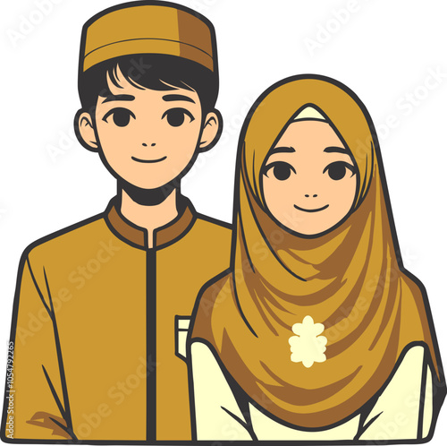 illustration of young Muslim couples