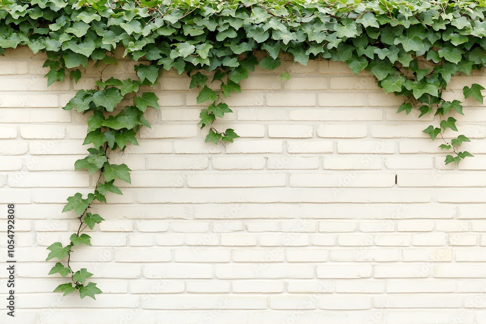 Cascading Ivy on White Brick Wall Aesthetically Enhancing Urban Spaces : Generative AI Cascading Ivy on White Brick Wall Aesthetically Enhancing Urban Spaces : Generative AI