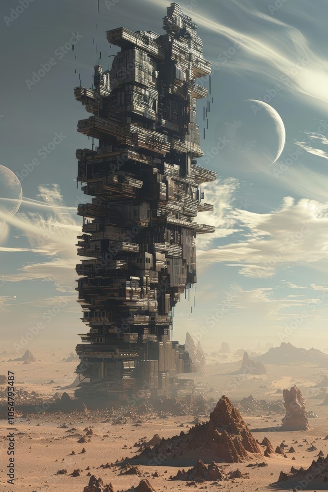 Engage viewers with a side view portrayal of a dystopian future Stock ...