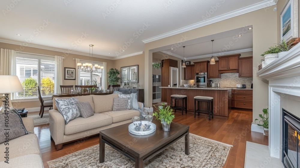 Fototapeta premium Inviting Interior Setting with Clean Lines and Warm Atmosphere