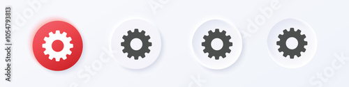 Gear and setting icon. Neumorphism round style button design vector