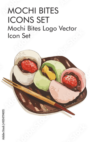 Mochi bites logo vector icon set 