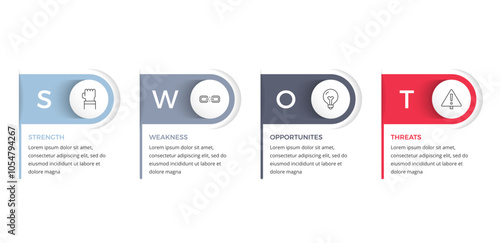 SWOT analysis chart, infographic template, vector eps10 illustration