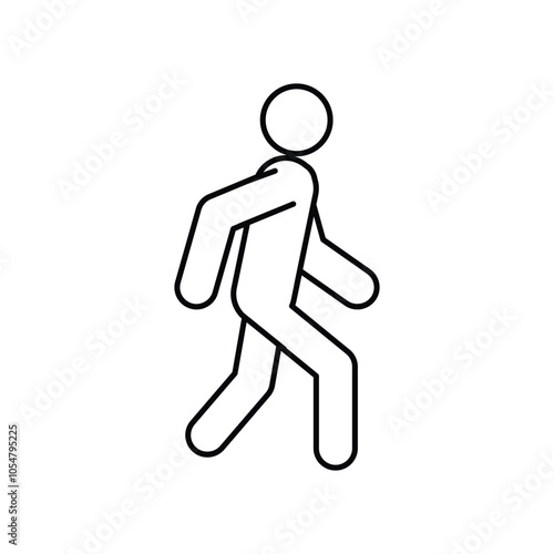 Walking stick figure line icon. Vector illustration.