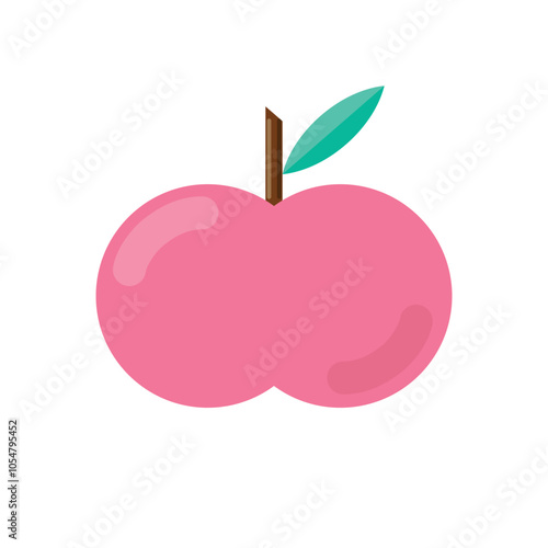 Apple with leaf icon isolat...