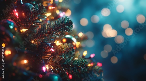 Abstract Christmas bokeh with colorful festive lights