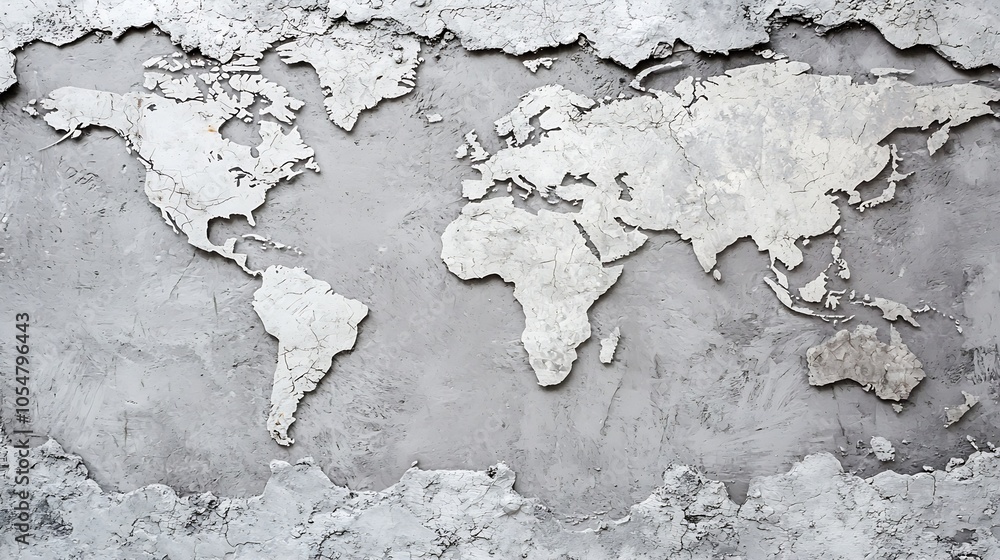 World Map Relief on Concrete Wall for Global Theme Home or Office Decor : Generative AI World Map Relief on Concrete Wall for Global Theme Home or Office Decor : Generative AI