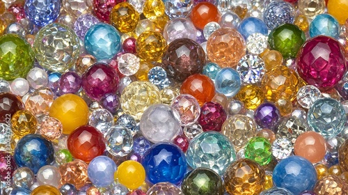 Vibrant Colorful Assortment of Shiny Glass Beads Gems and Jewels for Crafting and Jewelry Making : Generative AI