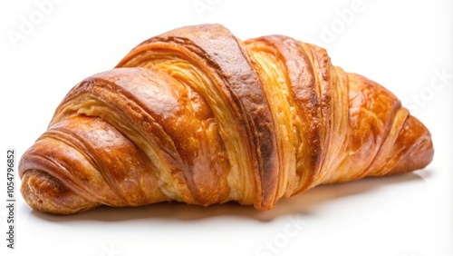 Fresh croissant isolated on white background, pastry, bakery, breakfast, delicious, French, snack, buttery, flaky, golden