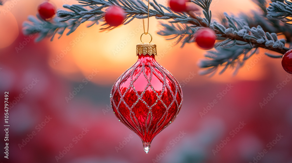 Obraz premium red christmas ball