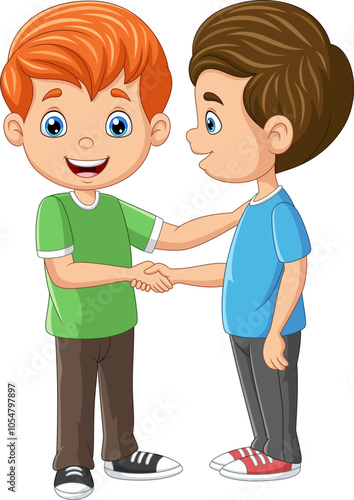 Illustration of cartoon boys shake hand