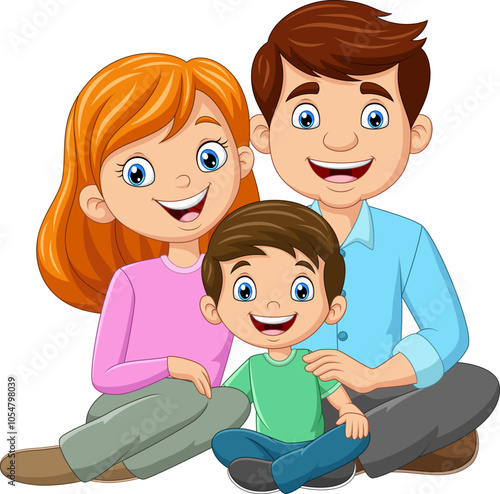 Vector illustration of cartoon a happy family