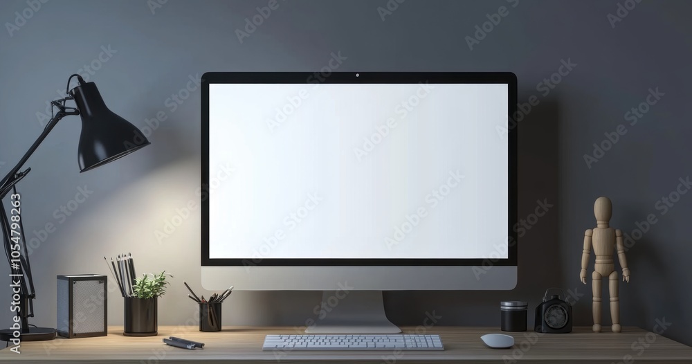 Desk with Computer Mockup. Desk with Computer Mockup.