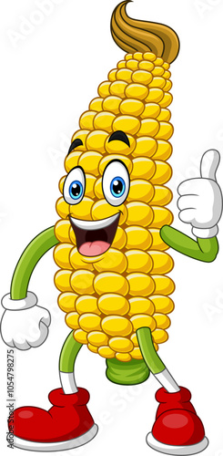 Cartoon funny corn giving thumb up