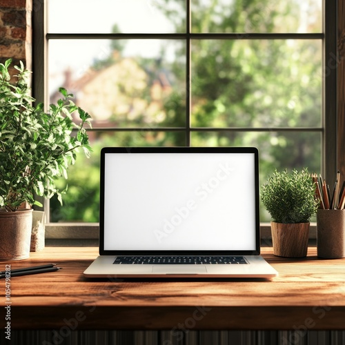 realistic high quality A laptop with a blank screen