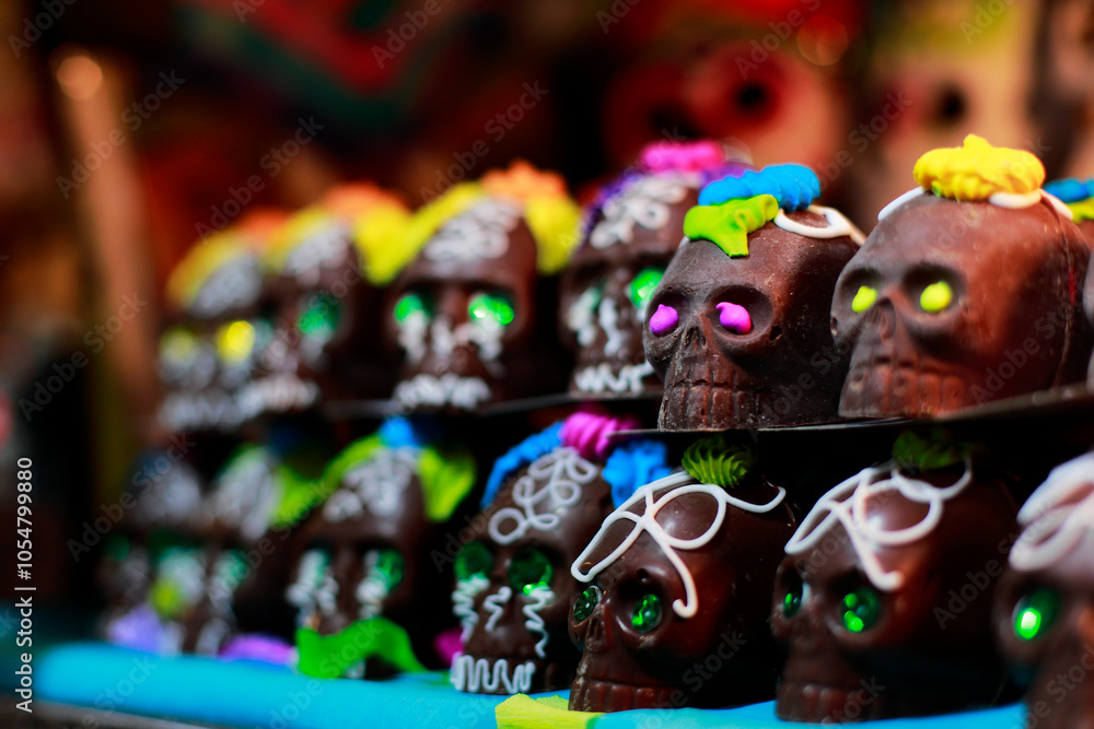 Typical mexican chocolate skulls for the Day of the the Dead Typical mexican chocolate skulls for the Day of the the Dead