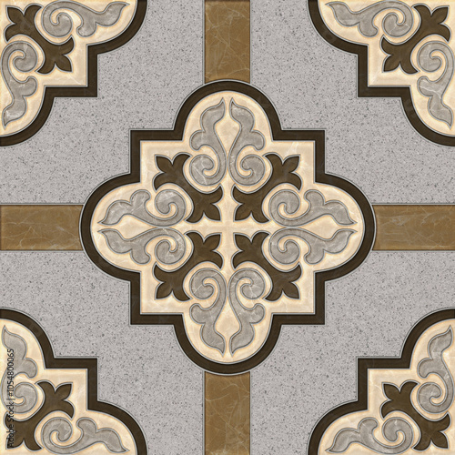  Vintage tiles intricate details for a decorative look. Ceramic paint floor, ornament Collection Patchwork
