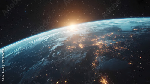 Fototapeta Naklejka Na Ścianę i Meble -  Vibrant view of earth from space, showcasing its unique beauty as the only planet in the solar system capable of supporting life. Solar System Map. Illustration