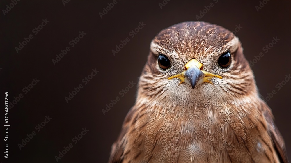 Fototapeta premium A close-up of a hawk with intense eyes, staring directly at the camera.