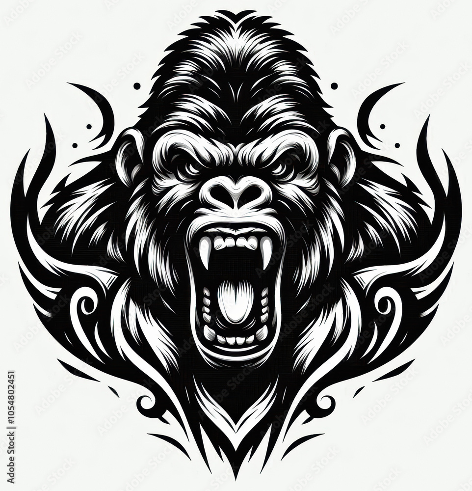 Obraz premium TRIBAL TATOO トライバル タトゥ 刺青 ゴリラ