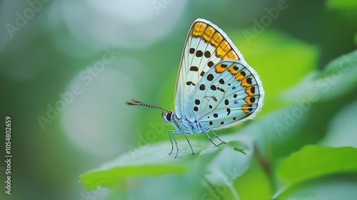 Wallpaper Mural Close Up of a Vibrant Blue Butterfly Resting on a Leaf in the Greenery : Generative AI Torontodigital.ca