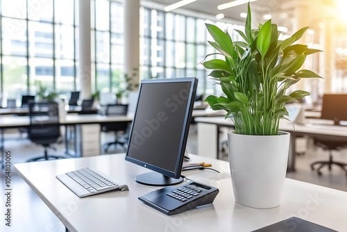 Wallpaper Mural Modern Open Workspace with Greenery for an EcoFriendly Productive Office Environment : Generative AI Torontodigital.ca