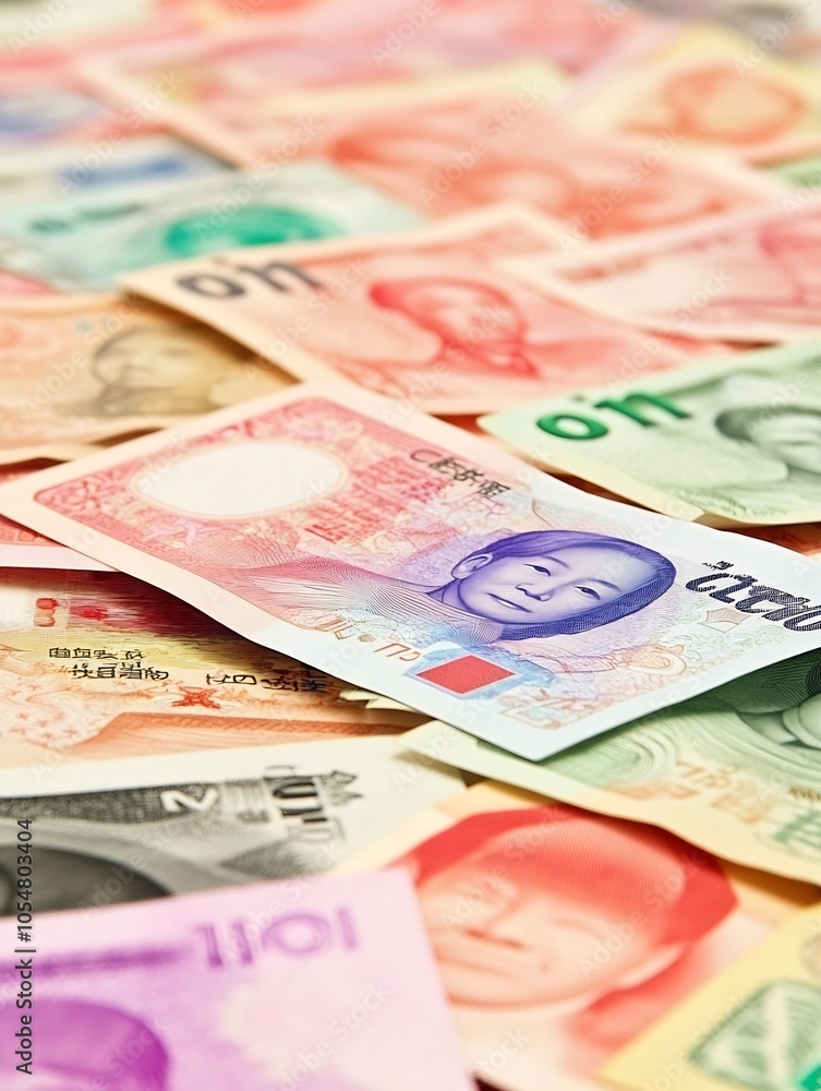 Collection of Colorful Global Paper Currencies Displayed Flat for Financial Concept Editorial : Generative AI Collection of Colorful Global Paper Currencies Displayed Flat for Financial Concept Editorial : Generative AI