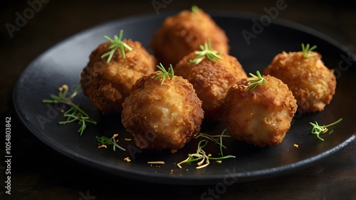 Golden-brown chicken balls with a tempting, crispy exterior. 