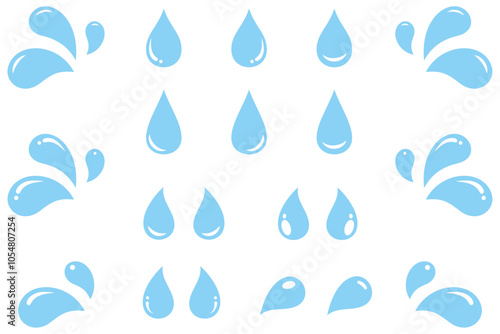 汗マーク、水滴、涙のイラストセット2