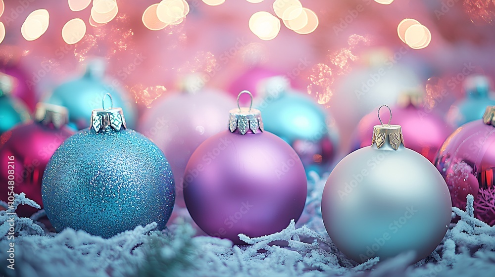 Pastel Christmas Ornaments in Soft Focus Creating a Dreamy and Elegant Holiday Aesthetic : Generative AI Pastel Christmas Ornaments in Soft Focus Creating a Dreamy and Elegant Holiday Aesthetic : Generative AI