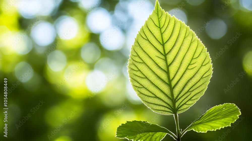 Closeup of a vibrant green leaf with detailed veins against a bokeh background symbolizing growth and nature : Generative AI Closeup of a vibrant green leaf with detailed veins against a bokeh background symbolizing growth and nature : Generative AI