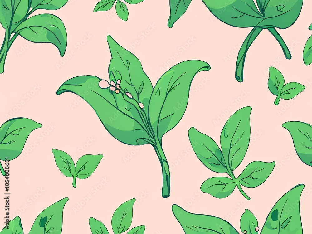 Green Leaves on Pink Background Green Leaves on Pink Background