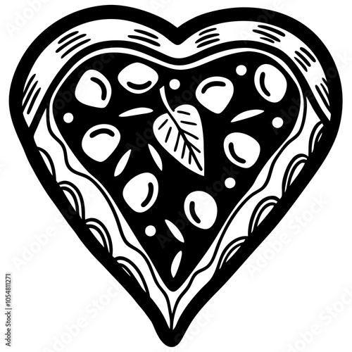 Pizza Heart Shape Valentine Icon. photo