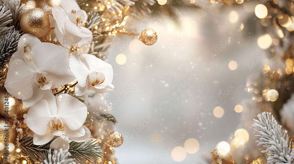 Elegant bouquet of white orchid with a romantic and floral touch in winter Elegant bouquet of white orchid with a romantic and floral touch in winter