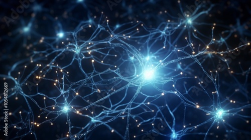 Wallpaper Mural A breathtaking view of vibrant neuron movement showcasing an intricate network of lines and synapses illuminating the dark background Torontodigital.ca