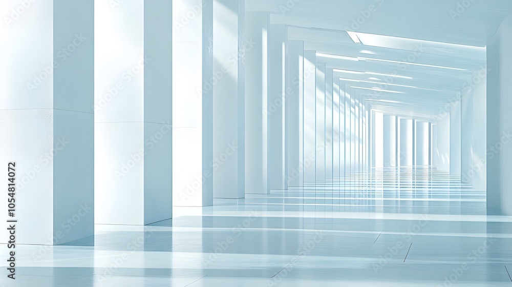 Naklejka premium Abstract White Hallway with Dynamic Light.