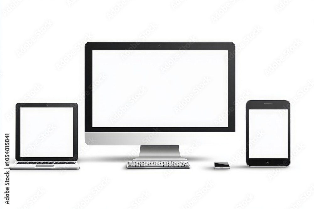 Image Mockup of Digital Devices on a Clean White Background Image Mockup of Digital Devices on a Clean White Background