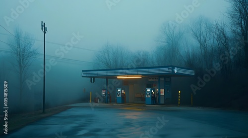 Remote gas stations at night photo