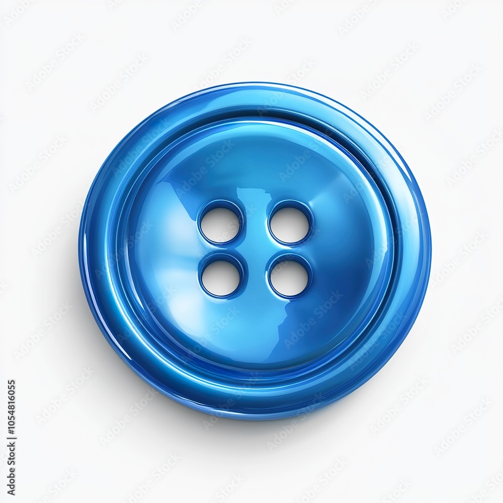 A realistic blue clothes button on a white background A realistic blue clothes button on a white background