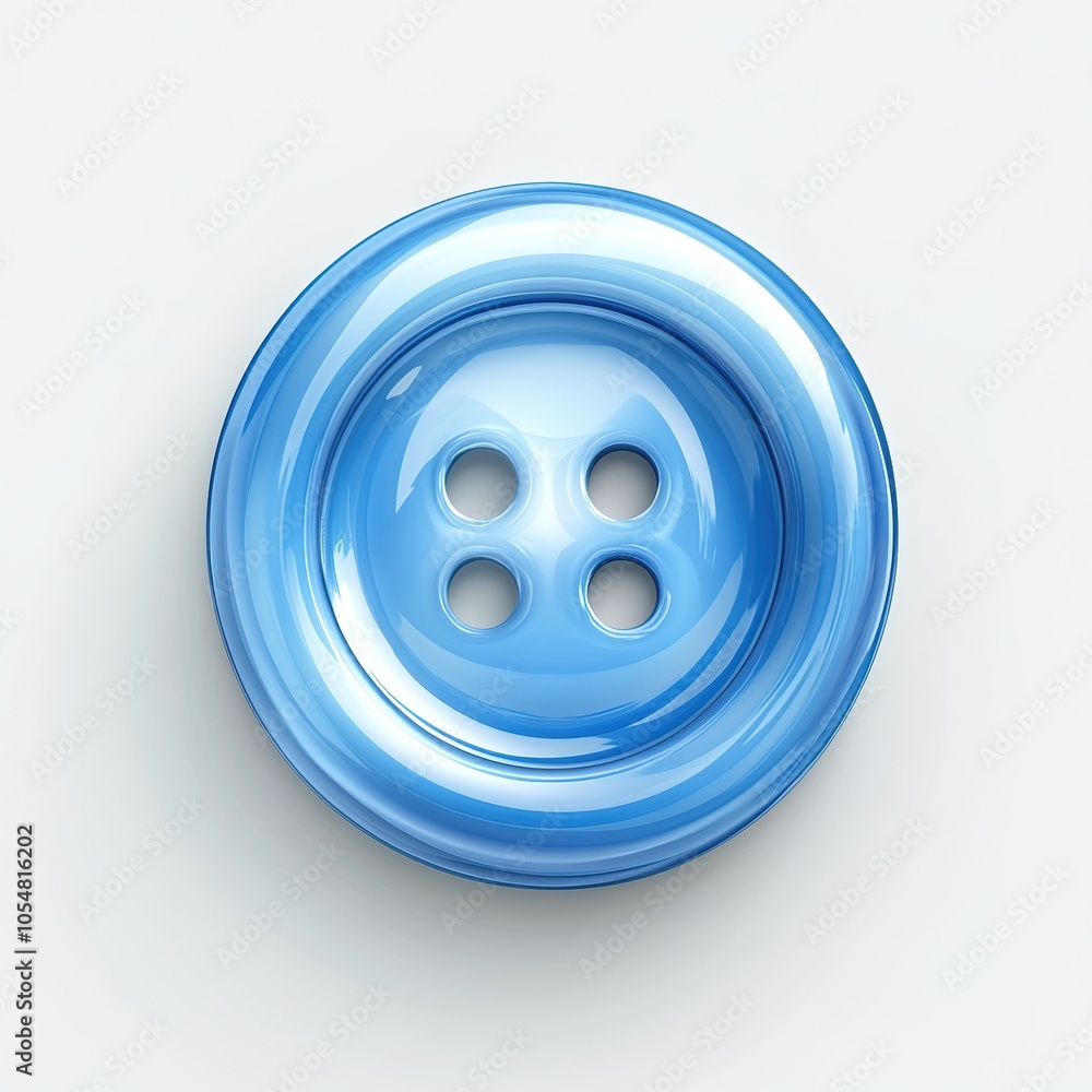 A realistic blue clothes button on a white background A realistic blue clothes button on a white background