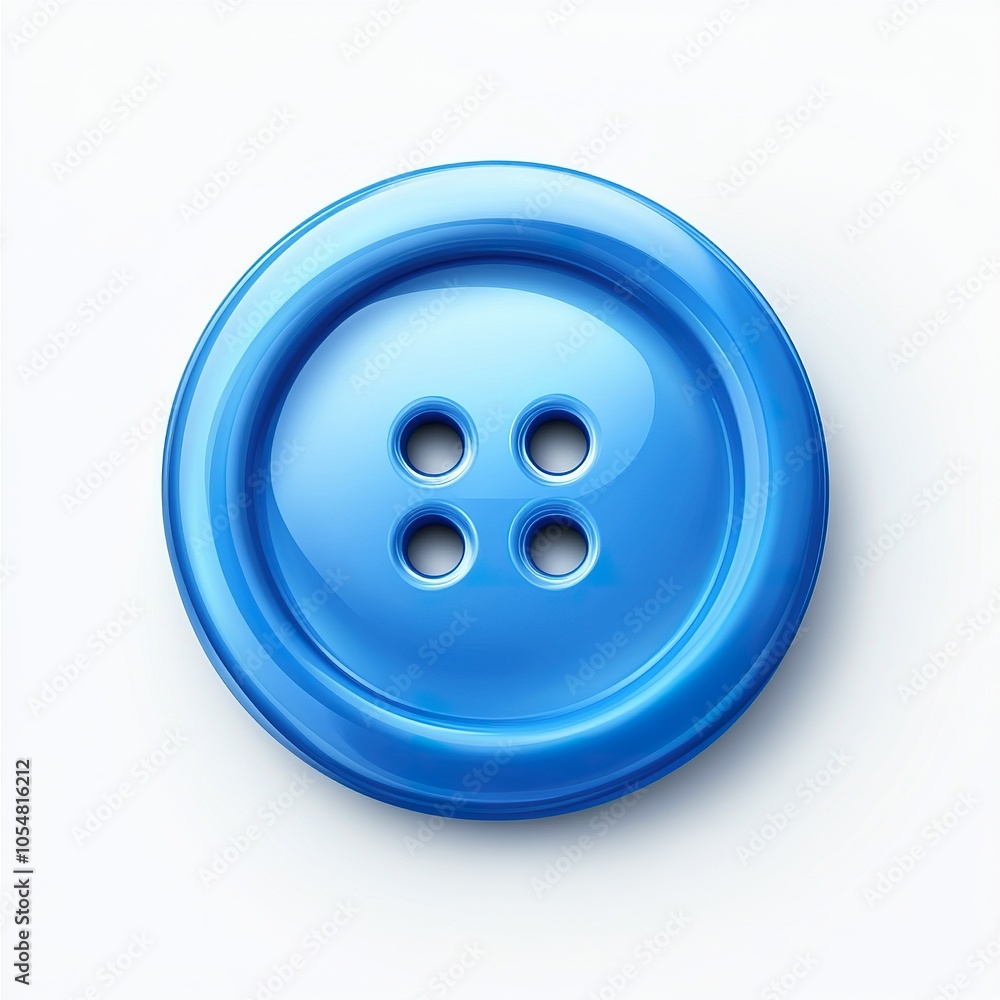A realistic blue clothes button on a white background A realistic blue clothes button on a white background