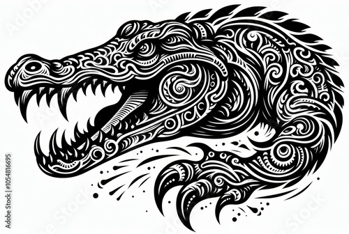 Wallpaper Mural TRIBAL TATOO トライバル タトゥ 刺青 ワニ クロコダイル アリゲーター Torontodigital.ca