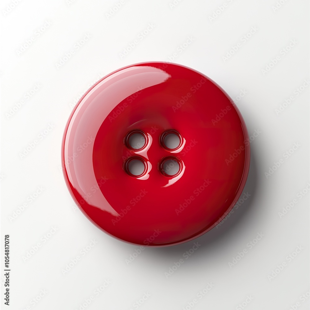 A realistic red clothes button on a white background A realistic red clothes button on a white background