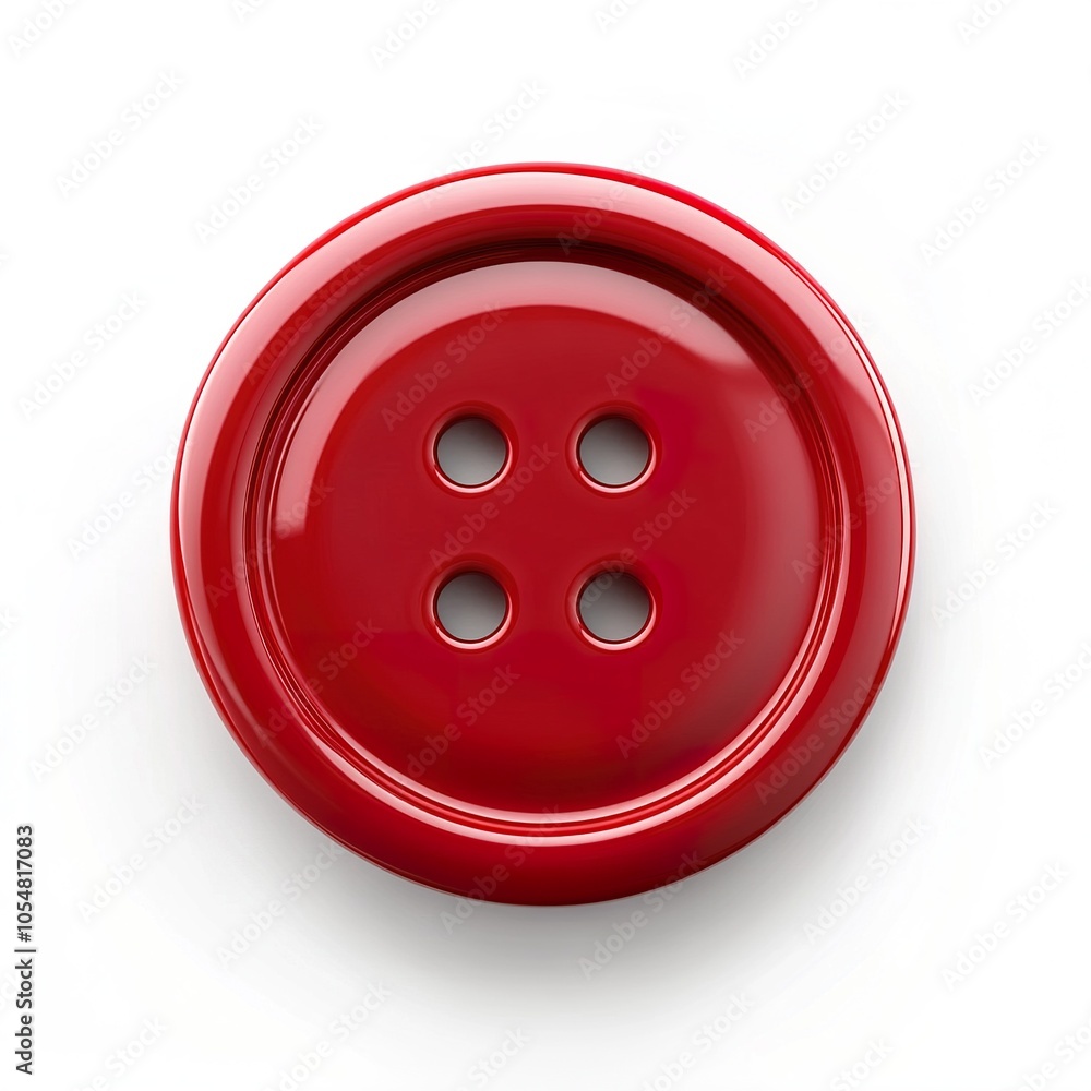 A realistic red clothes button on a white background A realistic red clothes button on a white background