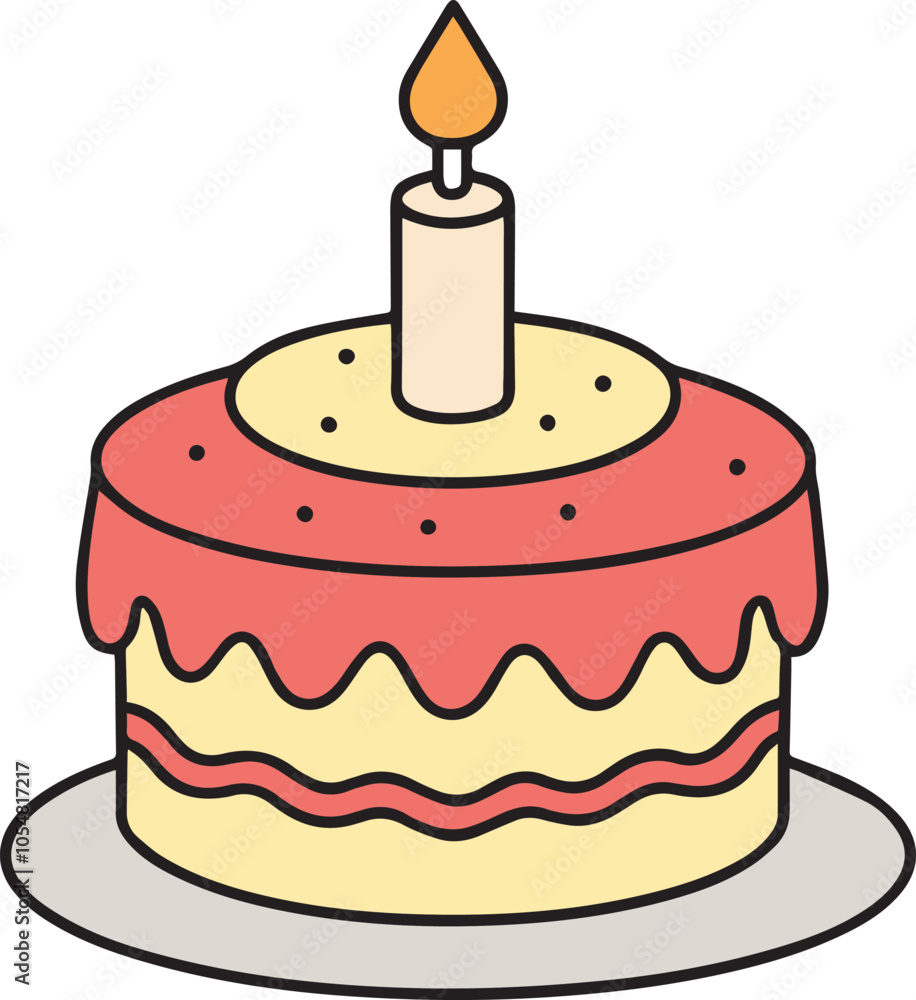 A Catton Sweet birthday cake flat illustration A Catton Sweet birthday cake flat illustration