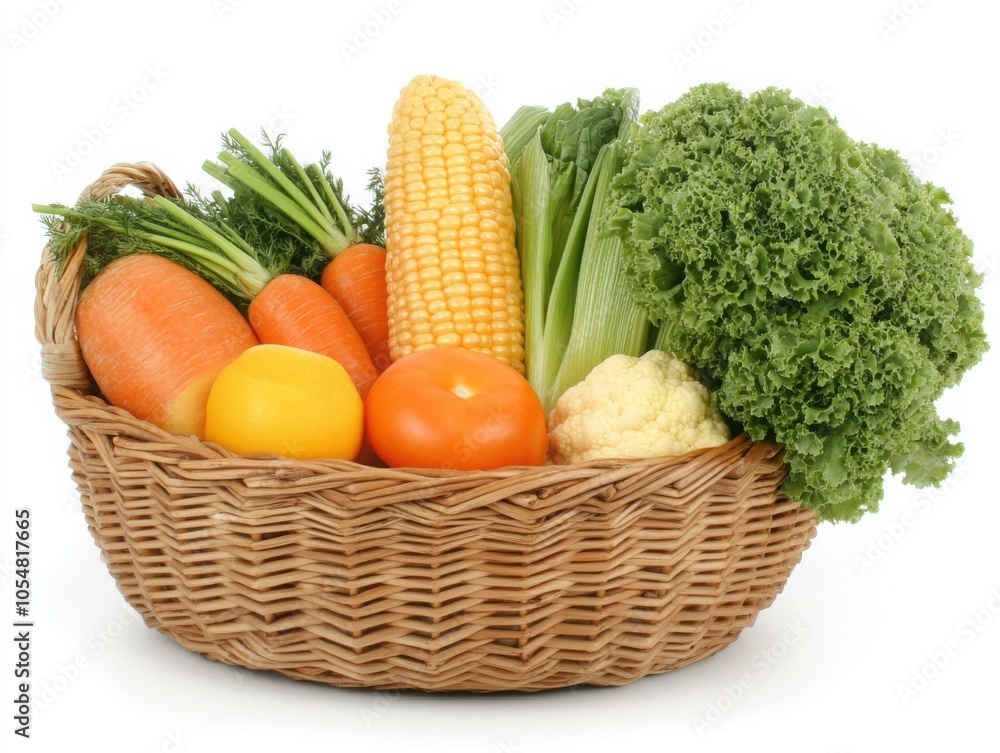 Autumn Harvest Basket With Fresh Fruits and Vegetables Autumn Harvest Basket With Fresh Fruits and Vegetables
