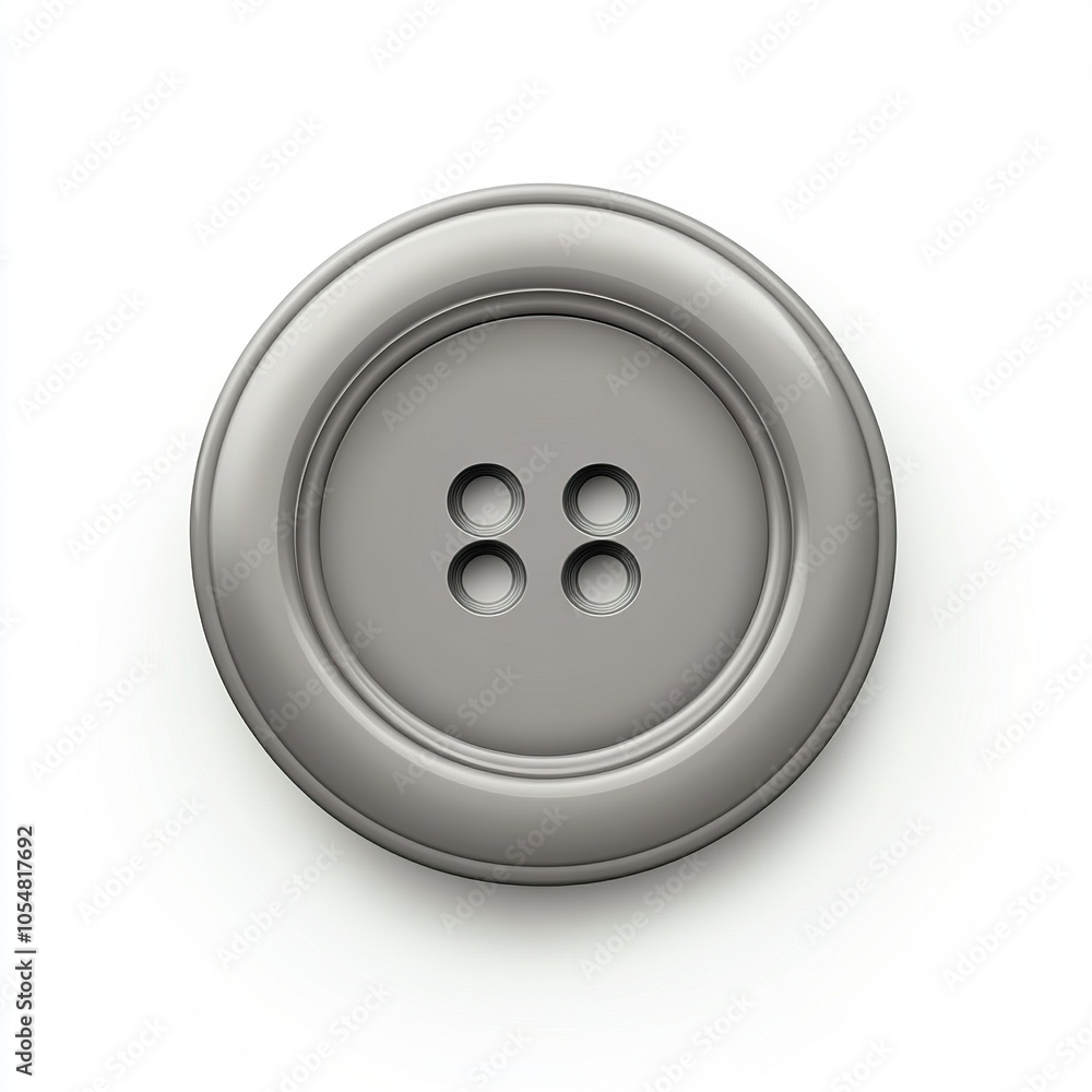 A realistic grey clothes button on a white background A realistic grey clothes button on a white background