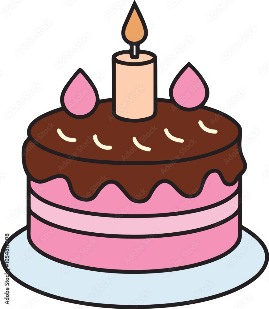 A Catton Sweet birthday cake flat illustration A Catton Sweet birthday cake flat illustration