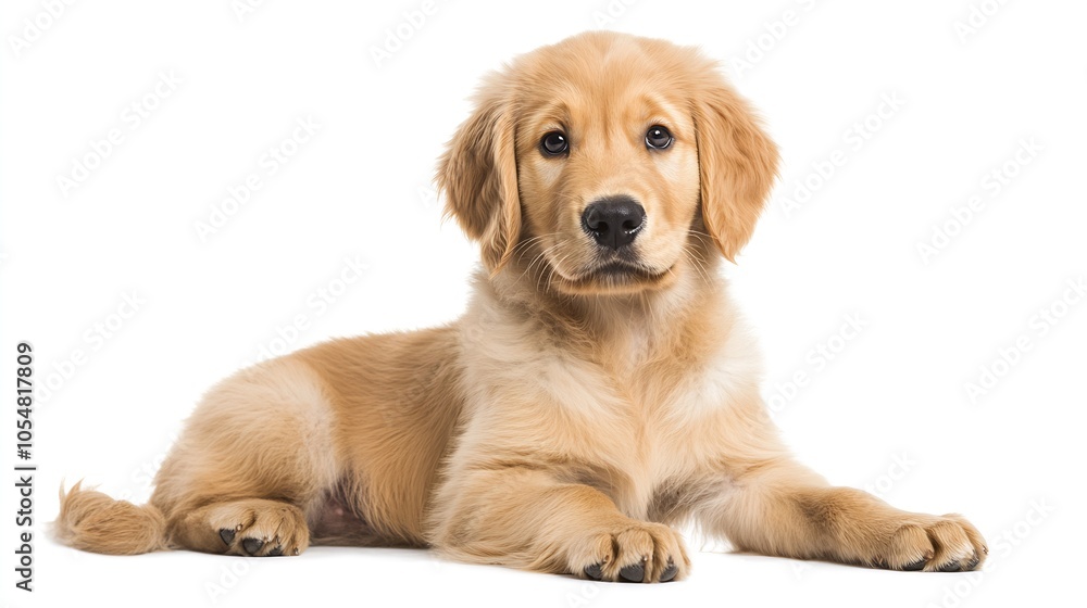Golden Retriever Puppy with Floppy Ears on White Background Looking Innocent and Playful : Generative AI Golden Retriever Puppy with Floppy Ears on White Background Looking Innocent and Playful : Generative AI